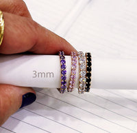 14k birthstone pave band 1.5mm 2mm 3mm cz eternity ring