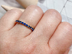 blue sapphire cz pave half eternity 2mm band