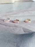 dainty opal huggie hoop earrings