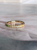 ombre gemstone pave 14k solid gold 2mm gradient half eternity band