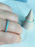 turquoise cz pave half eternity 2mm band