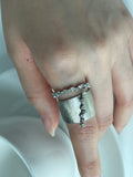 Rosecut Grey Diamond Cluster Bar Solid Gold Statement Ring