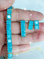 ice cubic turquoise statement earrings