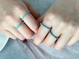 turquoise cz pave half eternity 2mm band