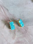 ice cubic turquoise statement earrings
