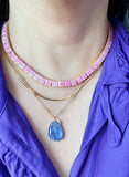 crush ice pink quartz gemstone cz tennis necklace