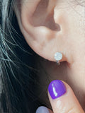 crushed ice cz 5mm bezel huggie hoop pair earrings