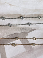 simple diamond chain bracelet cz station bezel bracelet