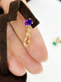 diamond dangle chain solid gold earrings