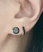 black pearl huggie hoop earrings