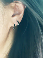 black pearl huggie hoop earrings