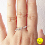 asymmetrical cluster diamond bar solid gold stacking ring