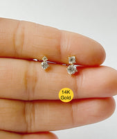 14k solid gold double simulated diamond piercing