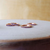 amethyst purple cz pave huggie earrings