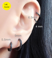 black diamond cz pave huggie cartilage hoops