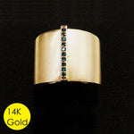 blue diamond 14k solid gold unique wide statement ring