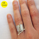 rosecut grey diamond cluster bar solid gold statement ring