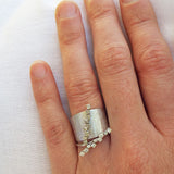 asymmetrical cluster diamond bar solid gold stacking ring