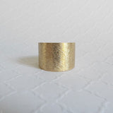 wide brushed solid gold ring
