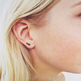 natural genuine black diamond cluster bar asymetrical 14k stud earrings