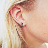 natural genuine black diamond cluster bar asymetrical 14k stud earrings